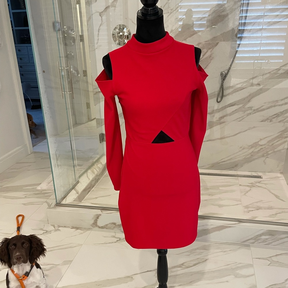 red cutout dress